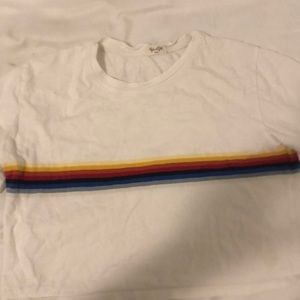 john galt rainbow stripe cropped tee